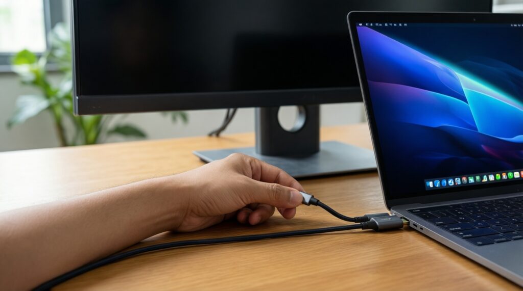 USB‑C, Thunderbolt, HDMI ต่างกันยังไง: เลือกจอพกพาให้เข้ากับ Mac โดยไม่ซื้อผิด - иллюстрация