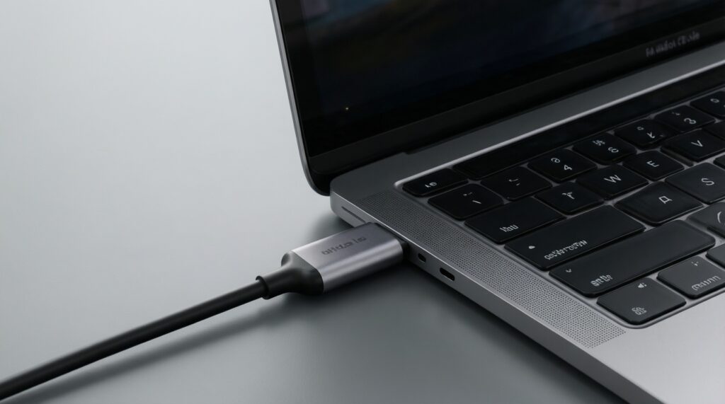 จอพกพาทำงานนอกสถานที่: เซ็ตอัป MacBook + จอเสริมให้เบาสุดแต่เวิร์กสุด - иллюстрация
