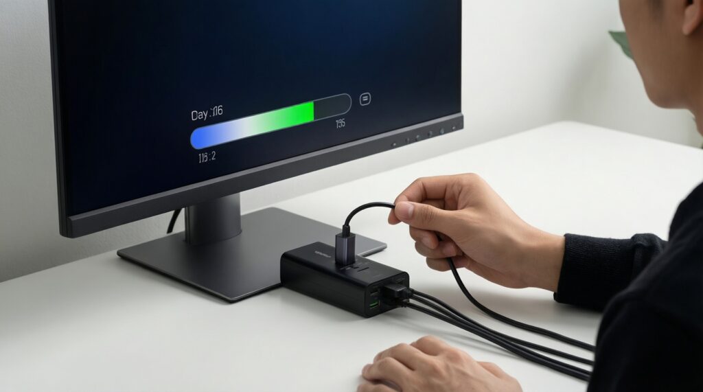 จอภาพพกพาสำหรับ Mac แบบไหนเหมาะ: USB‑C เดียวจบ vs ต้องอะแดปเตอร์-เลือกให้เข้ากับรุ่น Mac - иллюстрация